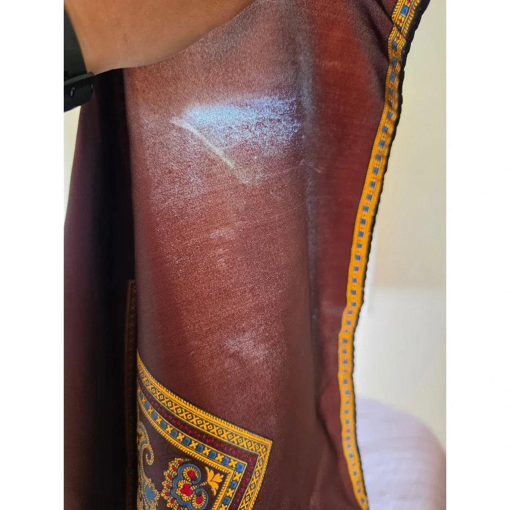 DIOR VTG Art to Wear Dophamine Geometric Silk Chocolate Brown Square Scarf